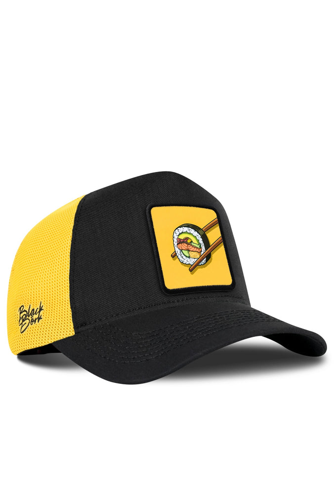 Sushi Logolu Cordura Siyah-Sarı Trucker Şapka