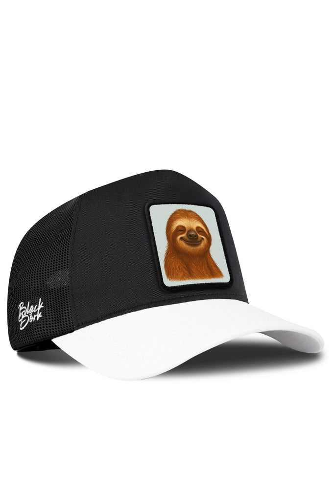 Tembel Hayvan Logolu Beyaz-Siyah Trucker Şapka