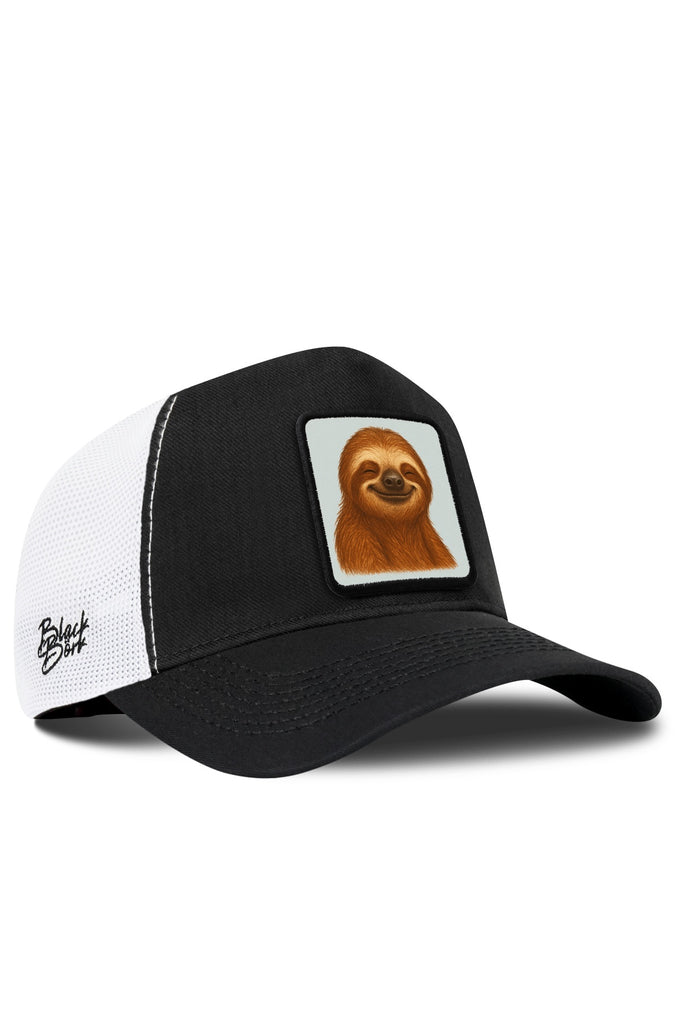 Tembel Hayvan Logolu Cordura Siyah-Beyaz Trucker Şapka