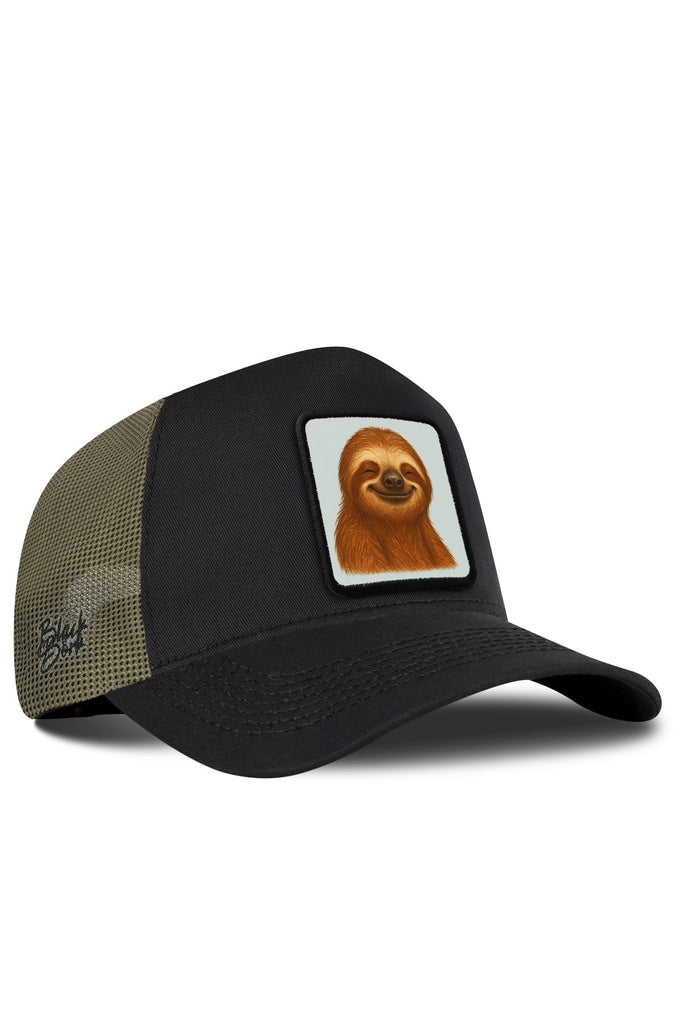 Tembel Hayvan Logolu Haki-Siyah Trucker Şapka