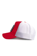 Red and White Trucker Hat with "There's No Place" Logo