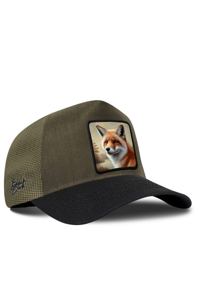 Tilki Logolu Cordura Siyah-Haki Trucker Şapka