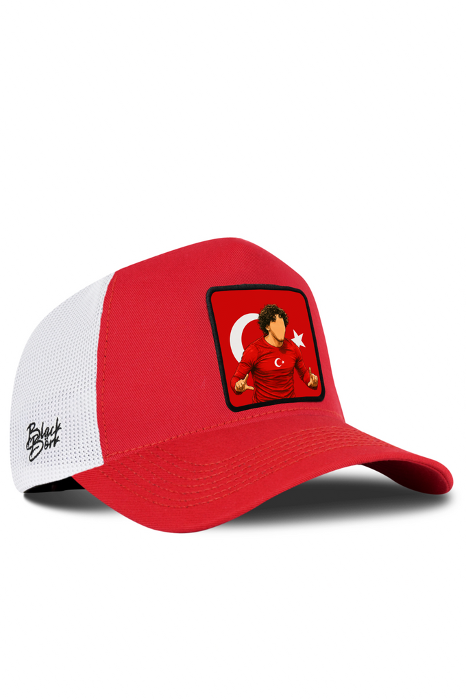 Türkiye Logolu Kırmızı-Beyaz Trucker Şapka