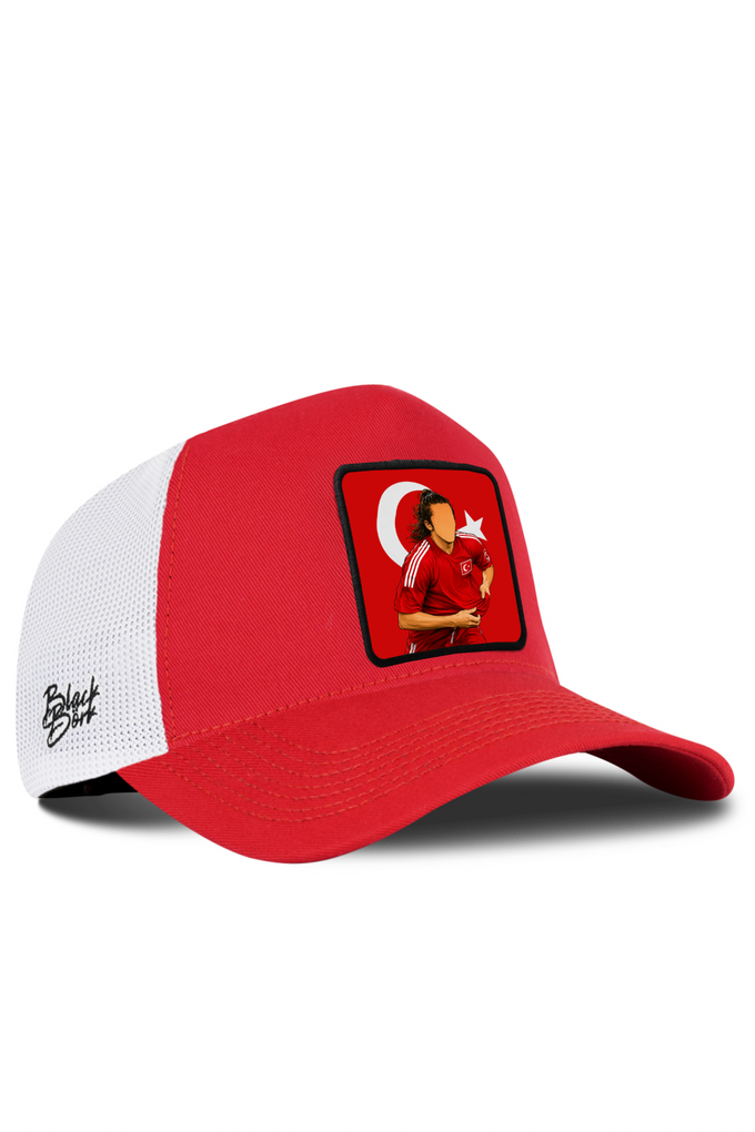 Türkiye Logolu Kırmızı-Beyaz Trucker Şapka