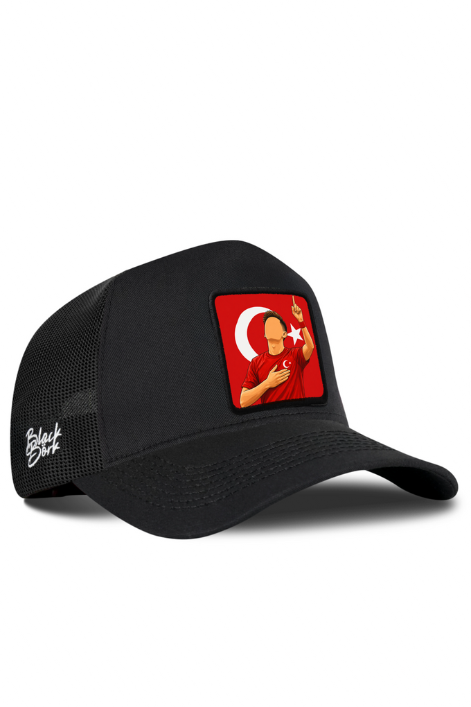 Türkiye Logolu Siyah Trucker Şapka