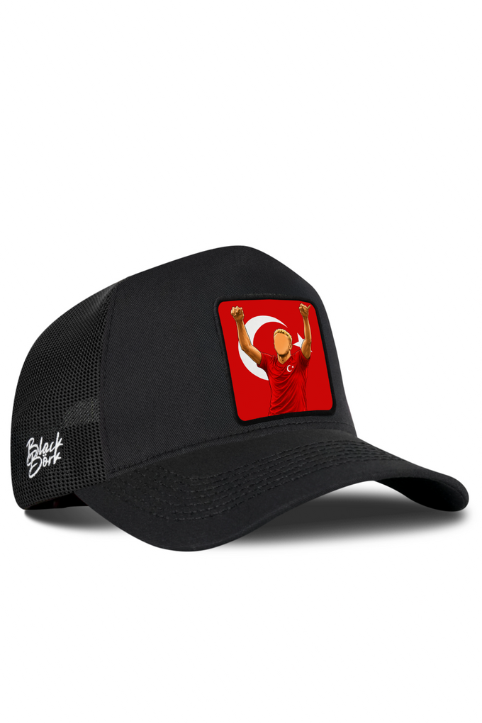 Türkiye Logolu Siyah Trucker Şapka