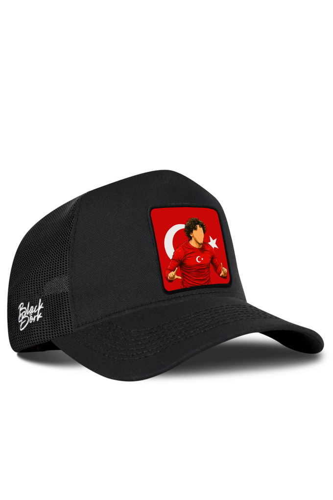 Türkiye Logolu Siyah Trucker Şapka