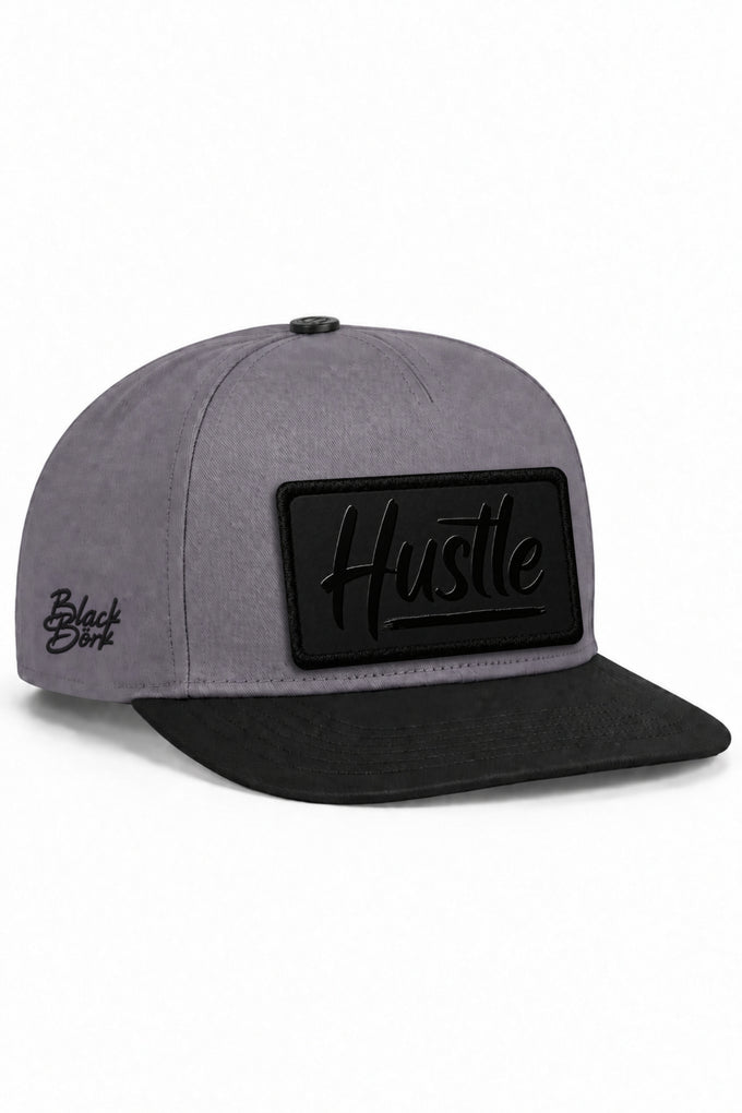 V2 Hustle Logolu Siyah-Gri Hip Hop Şapka