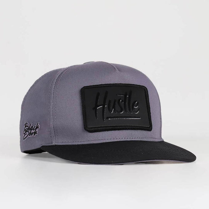 v2-hustle-logolu-siyah-gri-hip-hop-sapka-3601 - BlackBörk TR