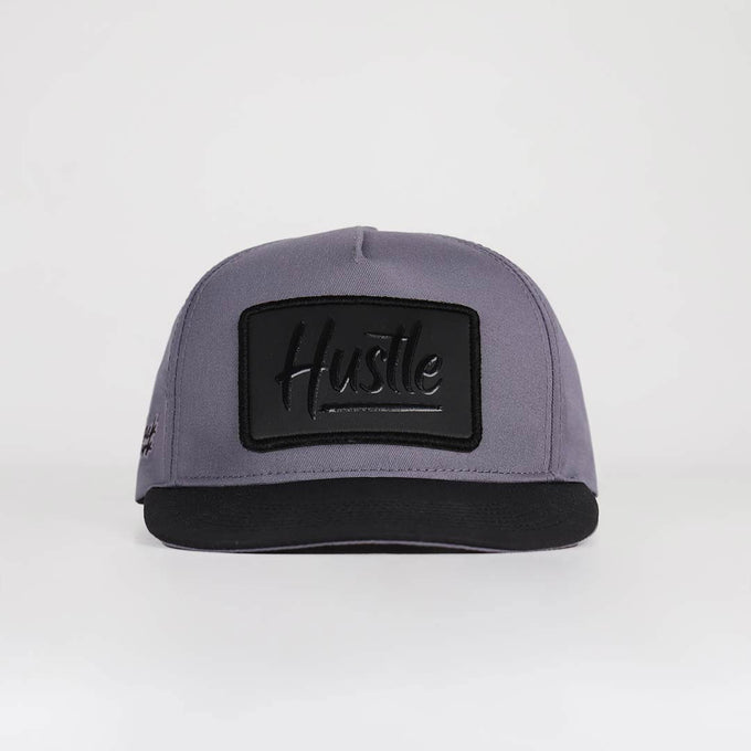 v2-hustle-logolu-siyah-gri-hip-hop-sapka-3602 - BlackBörk TR