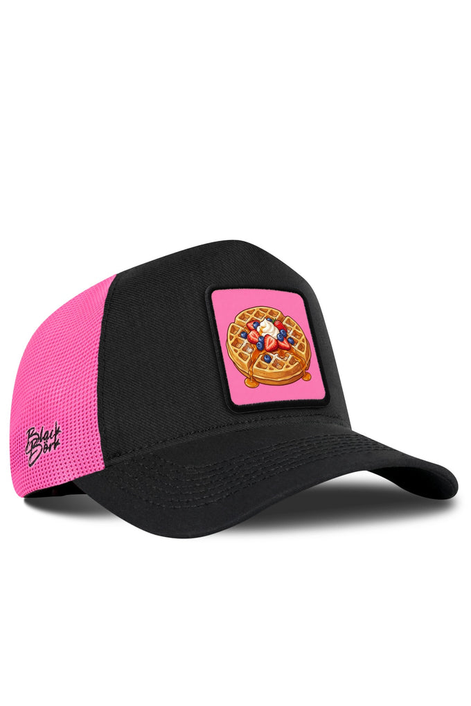 Waffle Logolu Cordura Siyah-Pembe Trucker Şapka