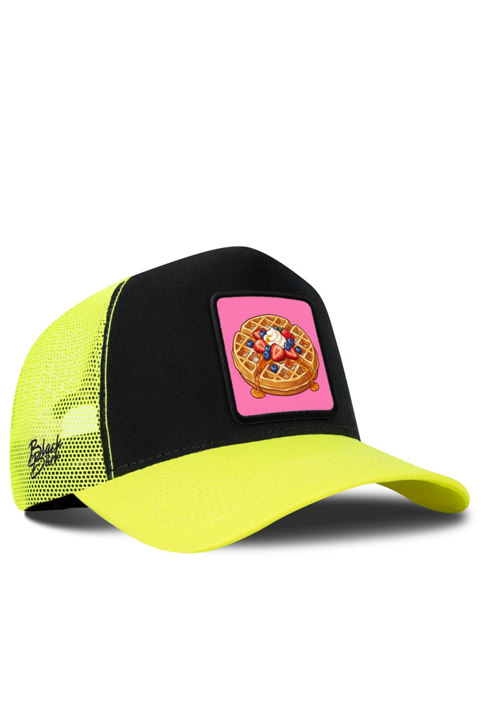 Waffle Logolu Neon-Siyah Trucker Şapka