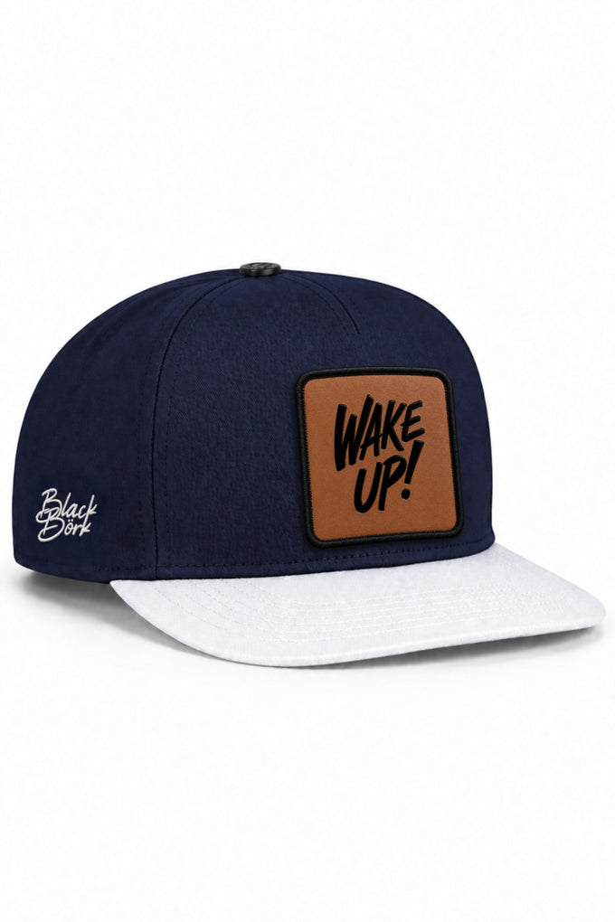 Wake Up Logolu Beyaz-Lacivert Hip Hop Şapka