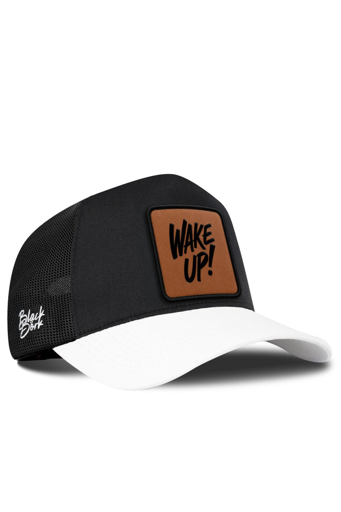 Wake Up Logolu Beyaz-Siyah Trucker Şapka