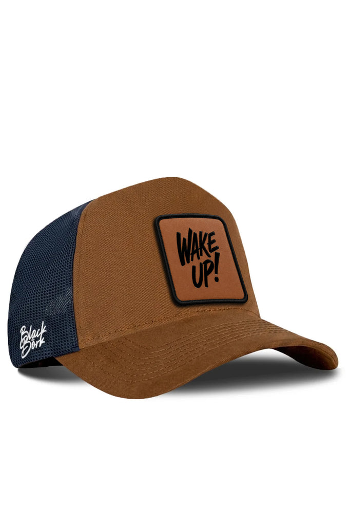 Wake Up Logo Camel-Navy Trucker Cap