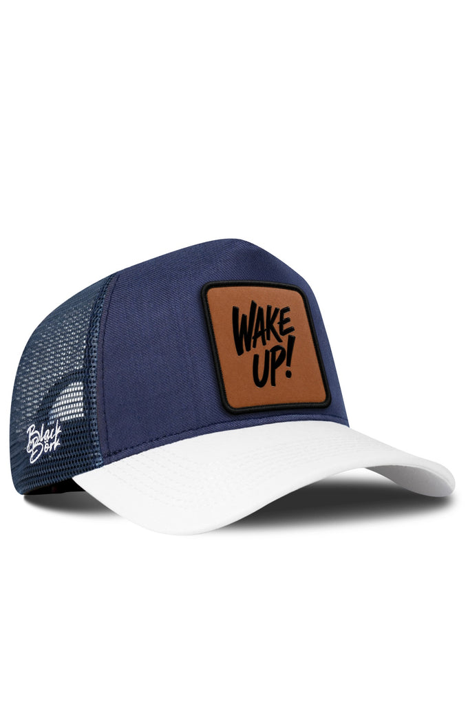 Wake Up Logolu Cordura Beyaz-Lacivert Trucker Şapka