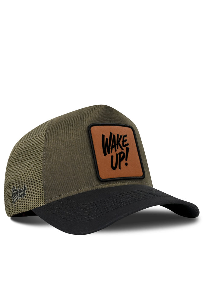 Wake Up Logolu Cordura Siyah-Haki Trucker Şapka