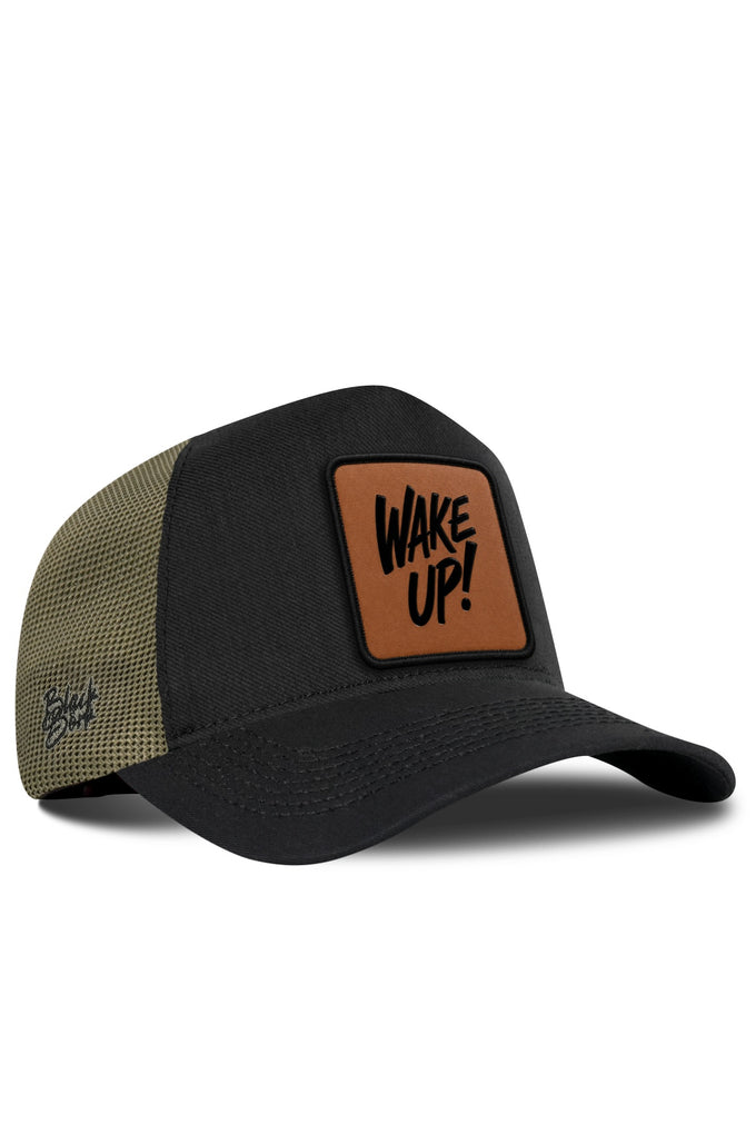 Wake Up Logolu Cordura Siyah-Haki Trucker Şapka
