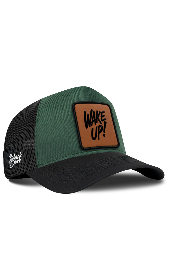 Wake Up Logolu Cordura Siyah-Petrol Yeşili Trucker Şapka