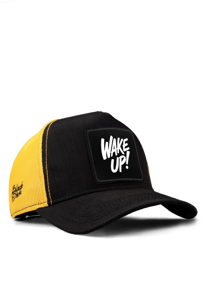 wake-up-logolu-cordura-siyah-sari-trucker-sapka-5691 - BlackBörk TR