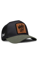 Wake Up Logolu Haki-Siyah Trucker Şapka