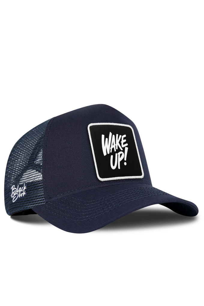 Wake Up Logolu Lacivert Trucker Şapka