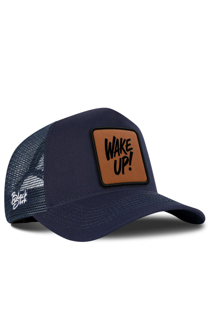 Wake Up Logolu Lacivert Trucker Şapka