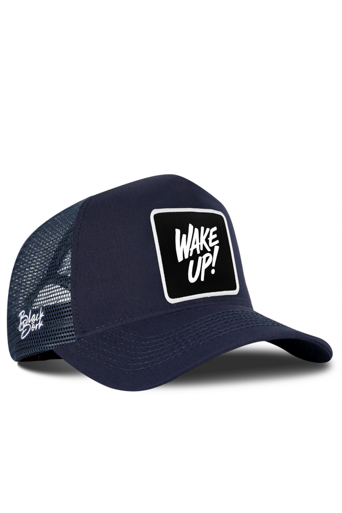Wake Up Logolu Lacivert Trucker Şapka