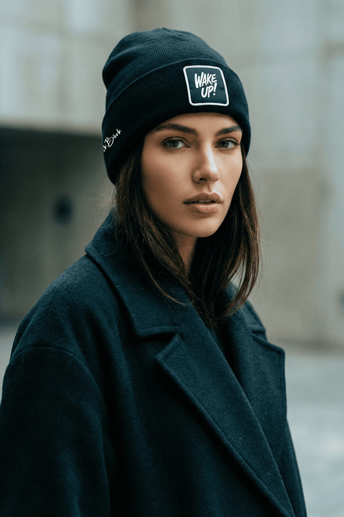 Wake Up Logo Black Beanie