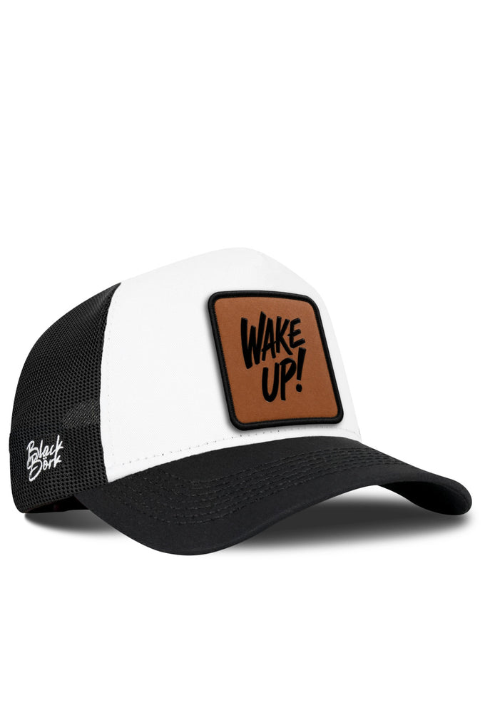 Wake Up Logolu Siyah-Beyaz Trucker Şapka
