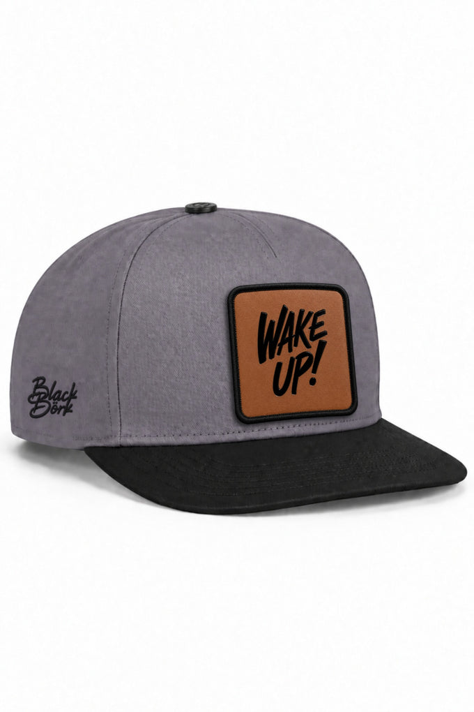 Wake Up Logolu Siyah-Gri Hip Hop Şapka