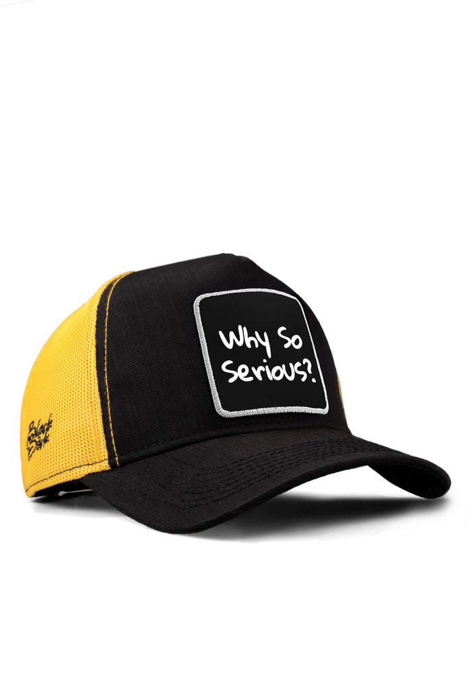 why-so-serious-logolu-cordura-siyah-sari-trucker-sapka-5690 - BlackBörk TR