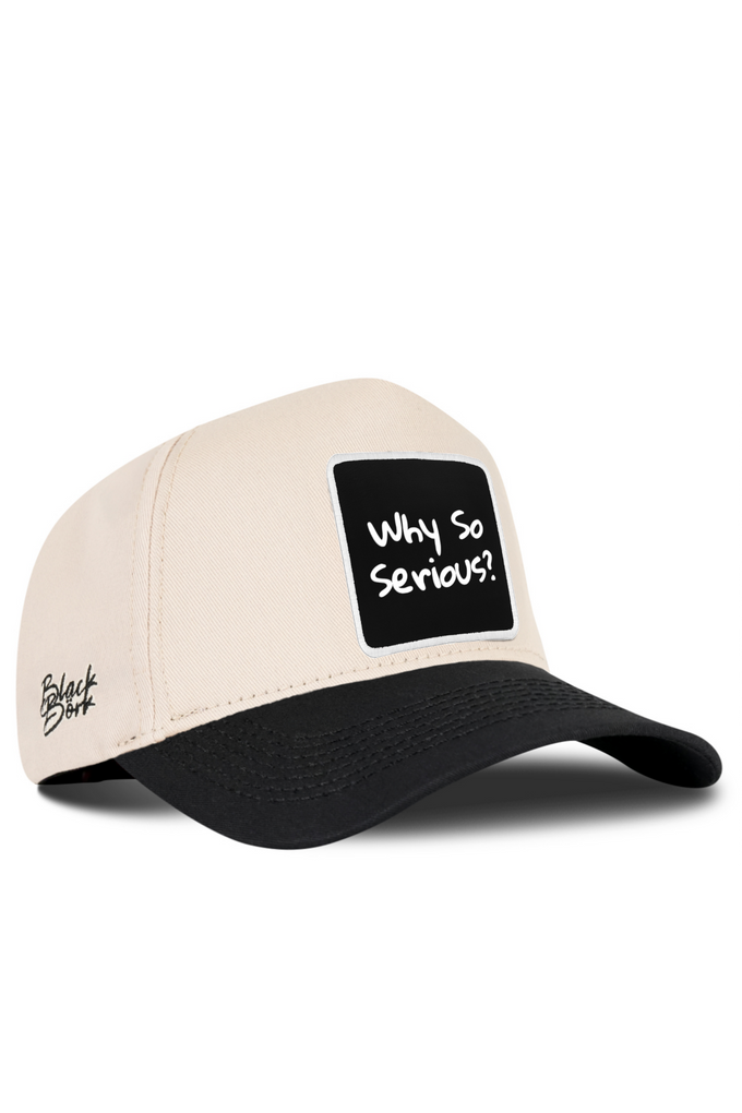 Why So Serious Logo Black-Beige Baseball Premium Cap