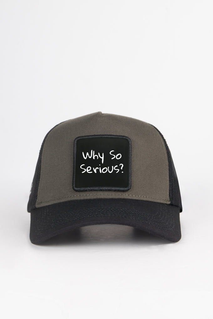 Black and Khaki Trucker Cap with Why So Serious Logo