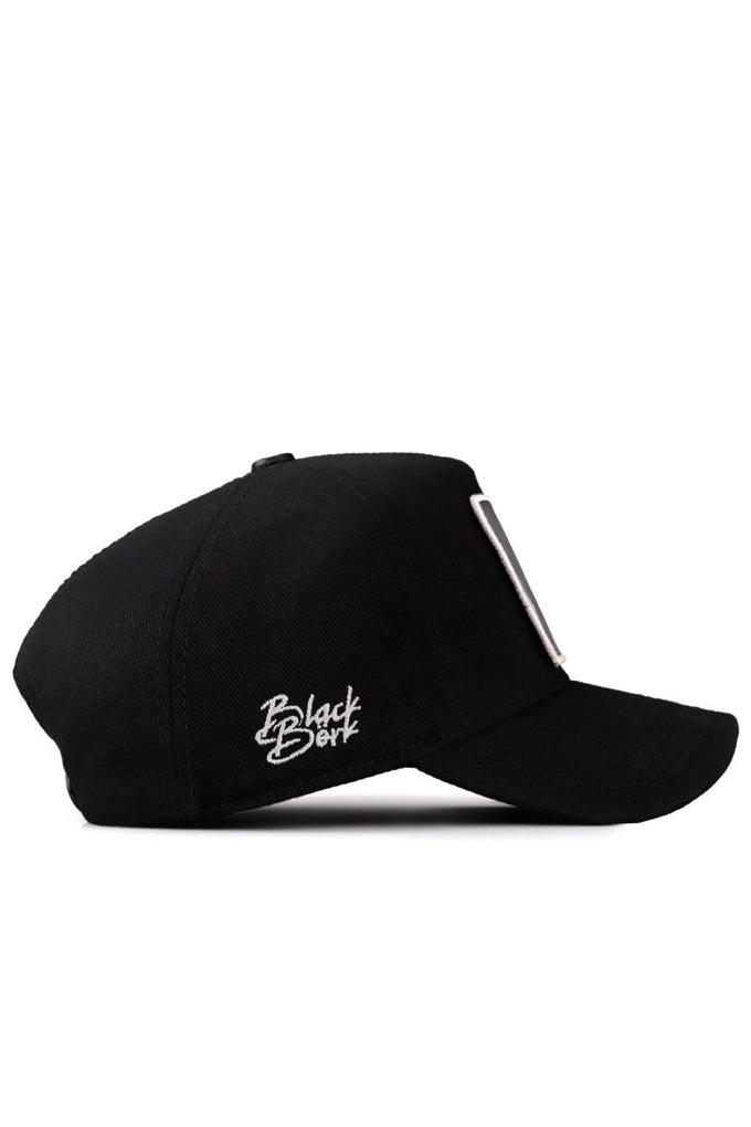 Black Baseball Cap with Bat Logo