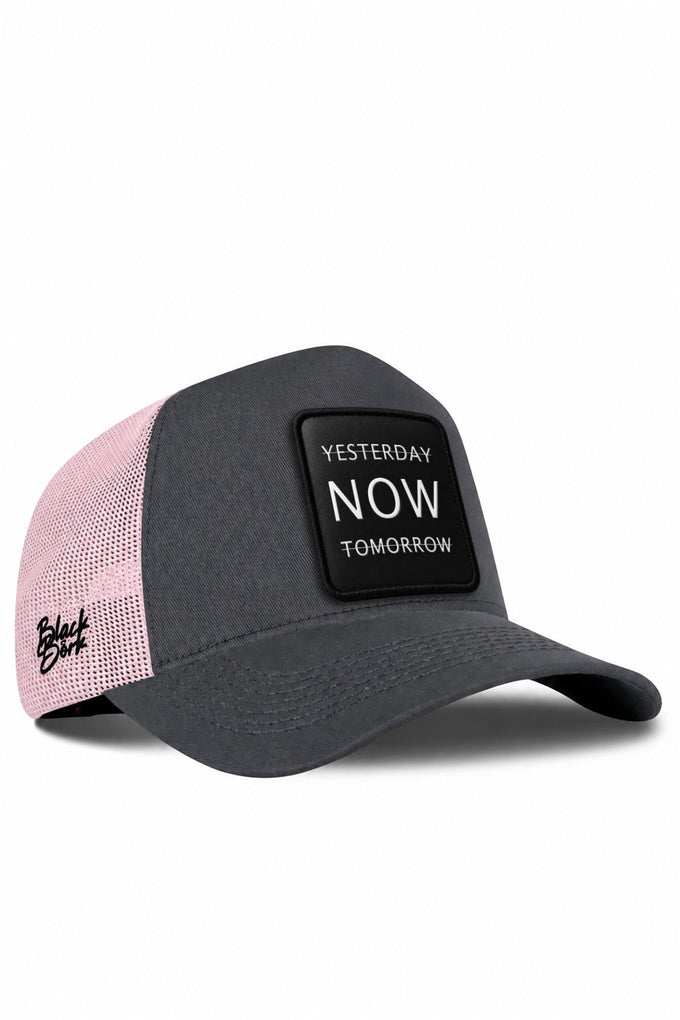 Yesterday Now Tomorrow Logolu Antrasit-Pembe Trucker Şapka