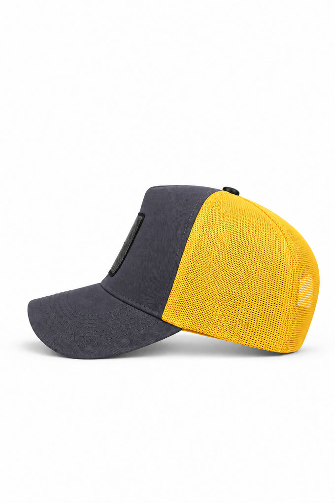 Yesterday Now Tomorrow Logo Anthracite-Yellow Trucker Cap