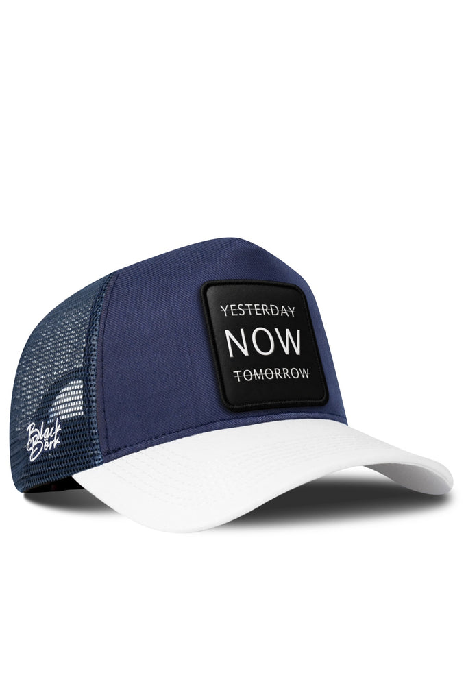Yesterday Now Tomorrow Logolu Cordura Beyaz-Lacivert Trucker Şapka