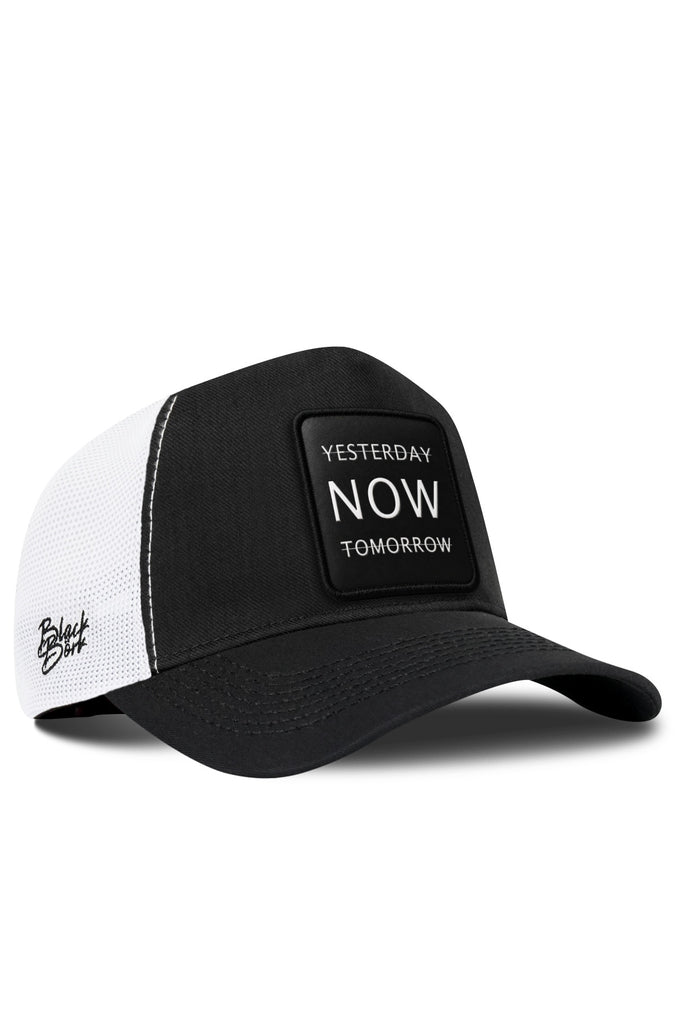 Yesterday Now Tomorrow Logolu Cordura Siyah-Beyaz Trucker Şapka