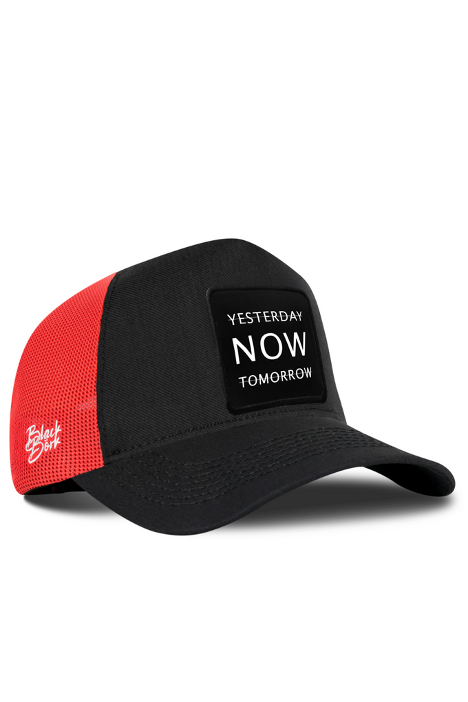 Yesterday Now Tomorrow Logo Cordura Black-Red Trucker Cap