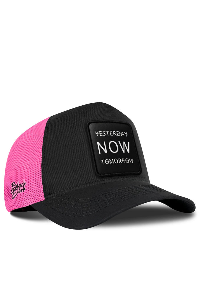 Yesterday Now Tomorrow Logolu Cordura Siyah-Pembe Trucker Şapka