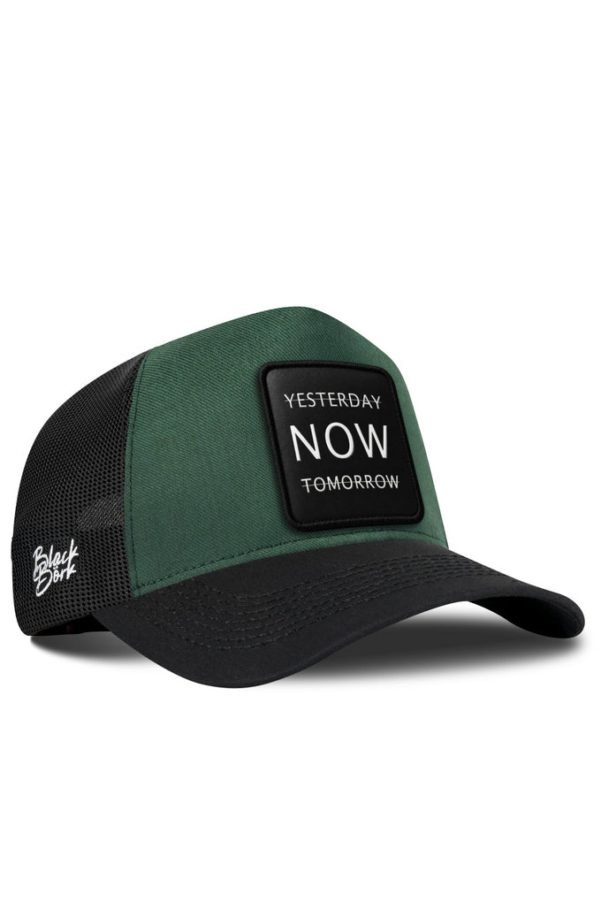 Yesterday Now Tomorrow Logolu Cordura Siyah-Petrol Yeşili Trucker Şapka