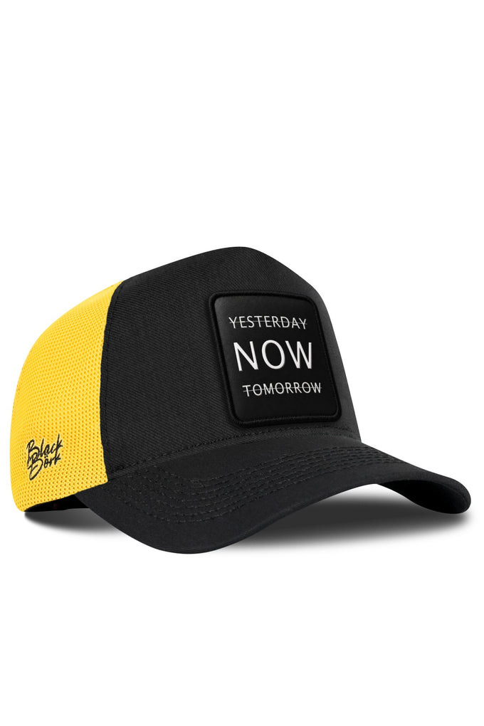 Yesterday Now Tomorrow Logo Cordura Black-Yellow Trucker Cap