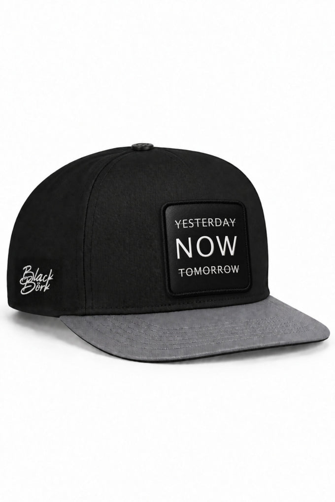 Yesterday Now Tomorrow Logolu Gri-Siyah Hip Hop Şapka