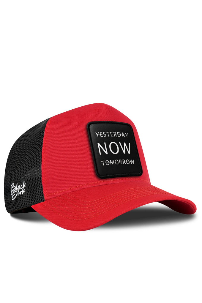 Yesterday Now Tomorrow Logolu Kırmızı-Siyah Trucker Şapka