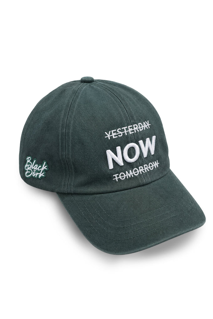 Yesterday Now Tomorrow Nakışlı Petrol Yeşili Vintage Yıkamalı Beyzbol Şapka