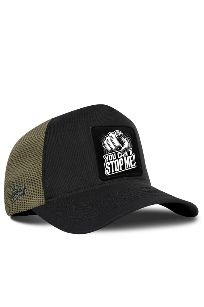 You Can't Stop Me Logo Cordura Black-Khaki Trucker Cap