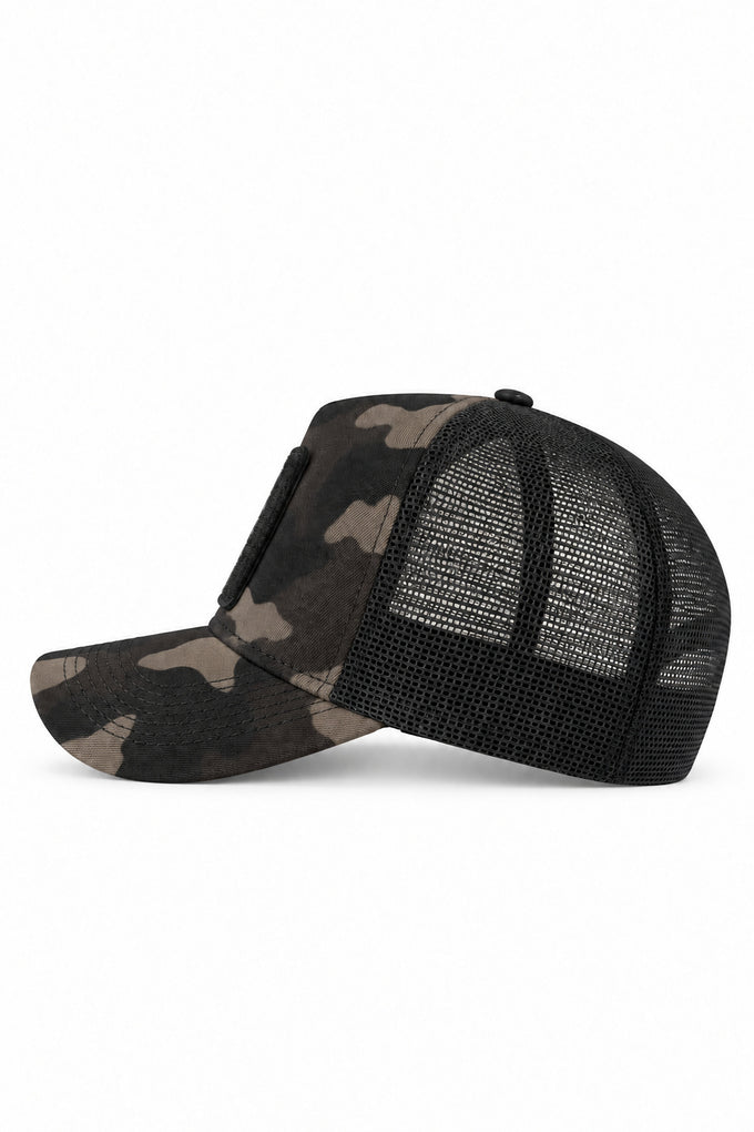 You Can't Stop Me Logo Camo-Black Trucker Cap 